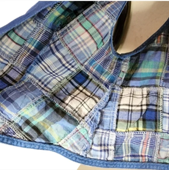 Sunny South Vest Plaid 100% Sustainable Cotton Blue Size  6 - Picture 7 of 14